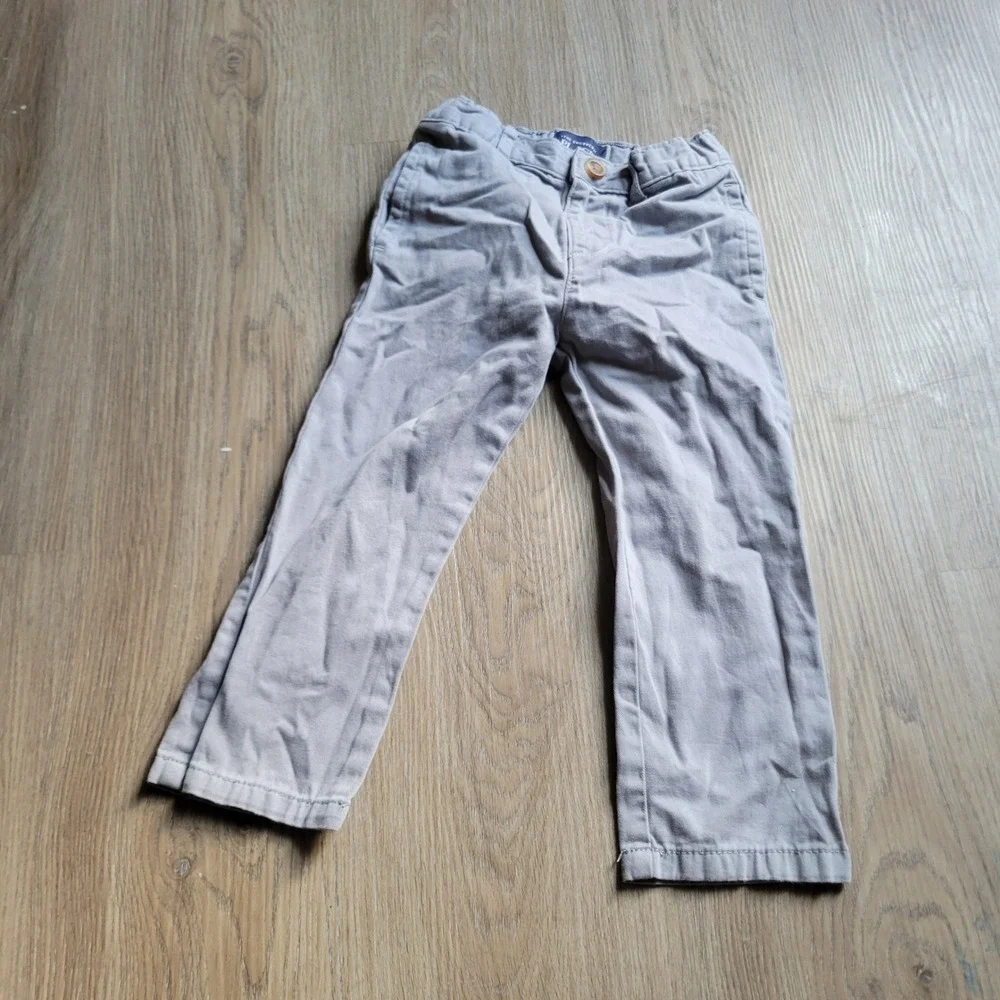 The Childrens Place Chino Pants Boys 3T Grey Straight Leg Cotton Casual Classic‎